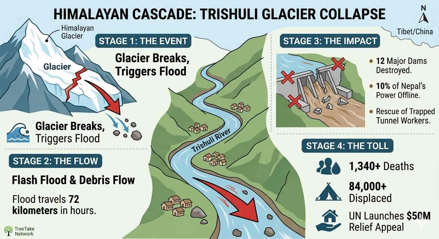 Himalayan Cascade: Border Glacier Collapse Triggers Catastrophic Trishuli River Floods, Smashing Nepal Hydropower Infrastructure